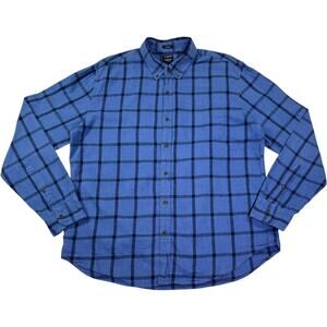 J.Crew Button Up Shirt Men's XL Plaid Brushed Twill Blue Casual Clean Guy Preppy